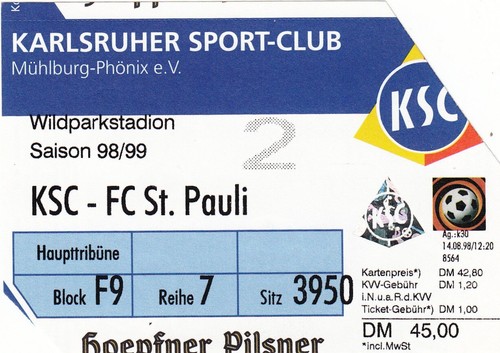 Ticket karlsruher sc gegen - -,